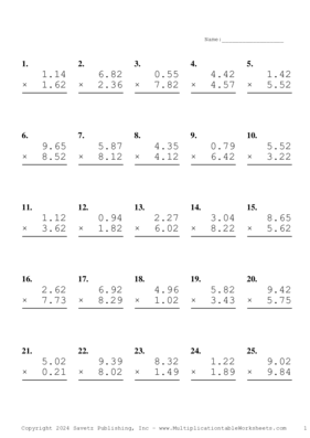 Two Decimal Problem Set AP Multiplication Worksheet