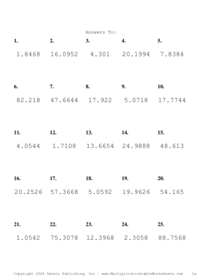 Two Decimal Problem Set AP Answers