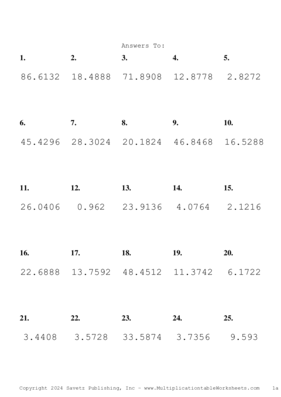 Two Decimal Problem Set AQ Answers