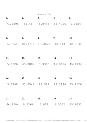 Two Decimal Problem Set AR Answers