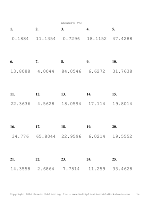 Two Decimal Problem Set AV Answers