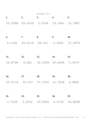 Two Decimal Problem Set BB Answers