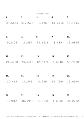 Two Decimal Problem Set BD Answers