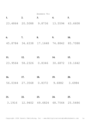 Two Decimal Problem Set BE Answers