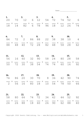 Simplify by 2 Problem Set AC Multiplication Worksheet