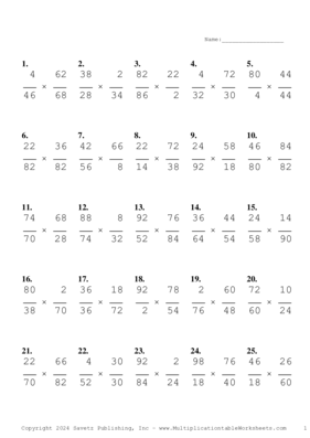 Simplify by 2 Problem Set AD Multiplication Worksheet