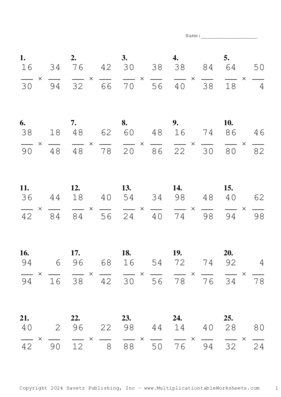 Simplify by 2 Problem Set AI Multiplication Worksheet