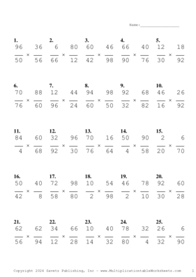 Simplify by 2 Problem Set AP Multiplication Worksheet