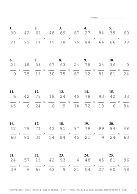 Simplify by 3 Problem Set AI Multiplication Worksheet