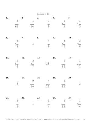 Single Digit Fraction Problem Set AX Answers