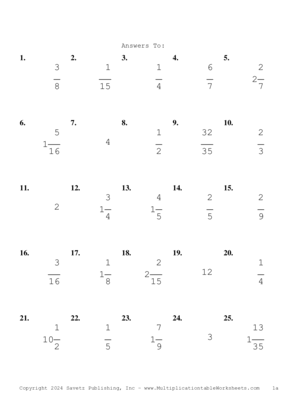 Single Digit Fraction Problem Set BA Answers