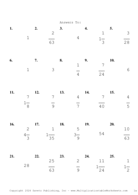 Single Digit Fraction Problem Set BB Answers