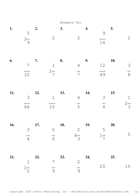 Single Digit Fraction Problem Set BC Answers