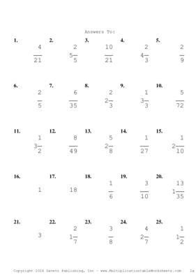 Single Digit Fraction Problem Set BI Answers