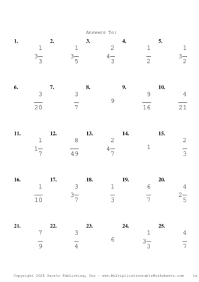 Single Digit Fraction Problem Set BN Answers