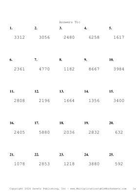 Three by One Digit Problem Set AU Answers