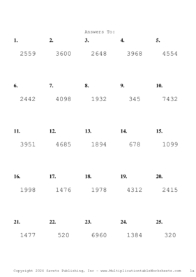 Three by One Digit Problem Set AV Answers