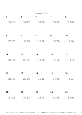 Three by One Digit Problem Set AW Answers