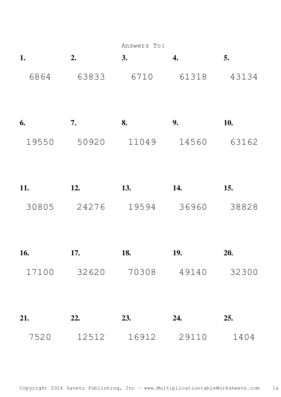 Three by Two Digit Problem Set AU Answers