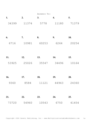 Three by Two Digit Problem Set AV Answers