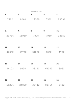 Three by Two Digit Problem Set AW Answers