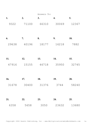 Three by Two Digit Problem Set AX Answers