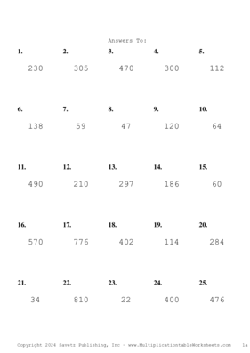 Two by One Digit Problem Set AP Answers